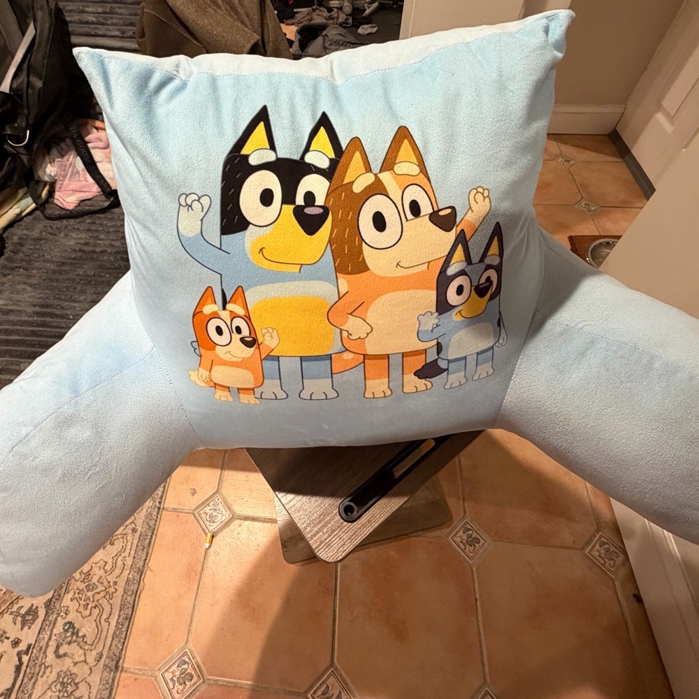 Blue Cartoon Character Bed Rest Pillow